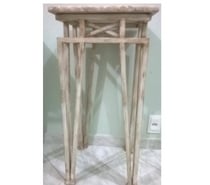 COLUNA APARADOR PEQUENO DE MÁRMORE COM BASE EM FERRO