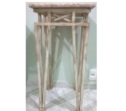 Móveis Usados - images_alt_text COLUNA APARADOR PEQUENO DE MÁRMORE COM BASE EM FERRO