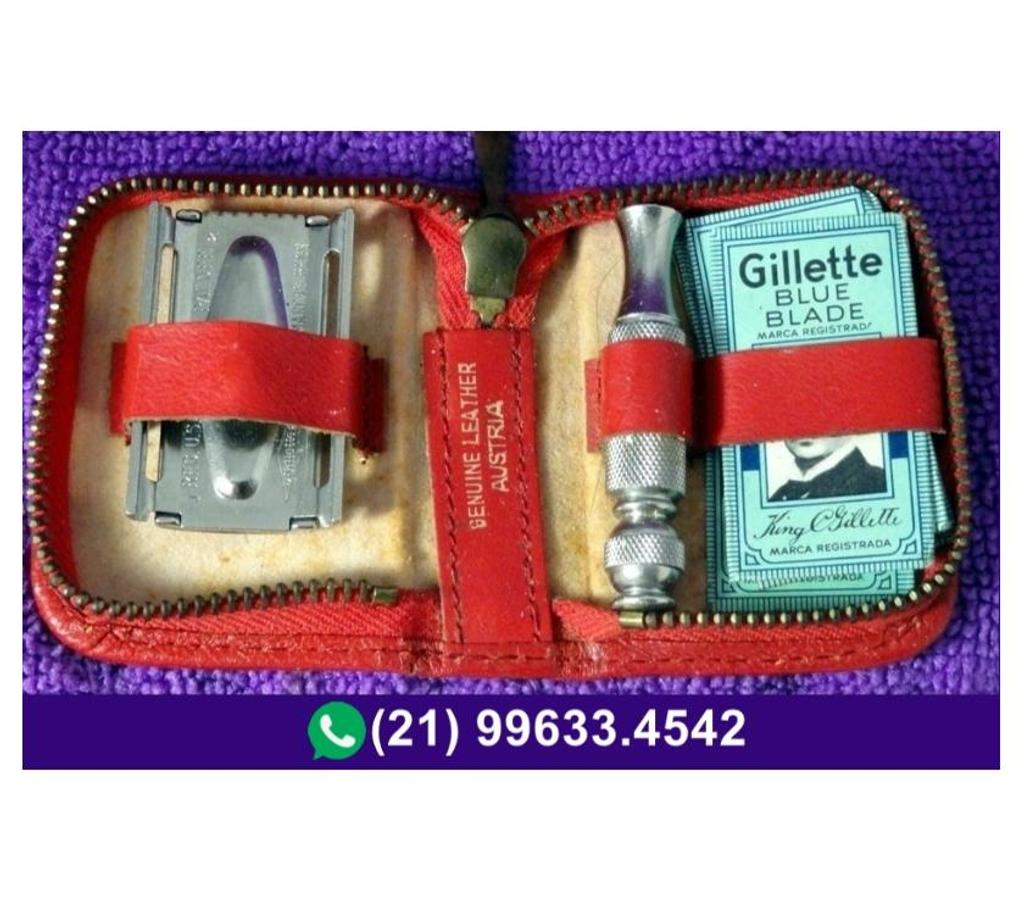 Colecionadores Niteroi RJ - images_alt_text Antigo Barbeador.Austríaco.Em mini estojo de couro.