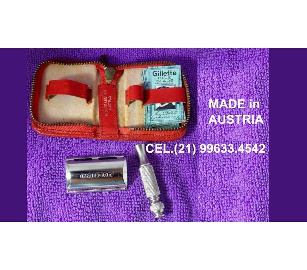 Colecionadores Niteroi RJ - images_alt_text Antigo Barbeador.Austríaco.Em mini estojo de couro.