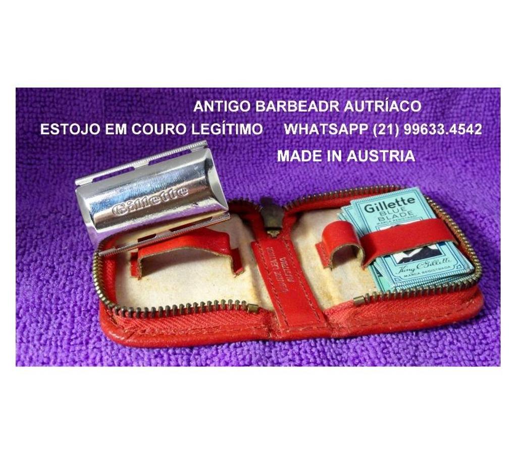 Colecionadores Niteroi RJ - images_alt_text Antigo Barbeador.Austríaco.Em mini estojo de couro.
