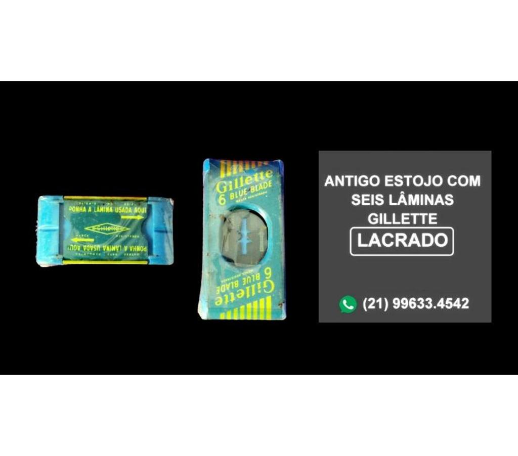 Colecionadores Niteroi RJ - Fotos para Antigo estojo com 6 lâminas.Gillette.Lacrado