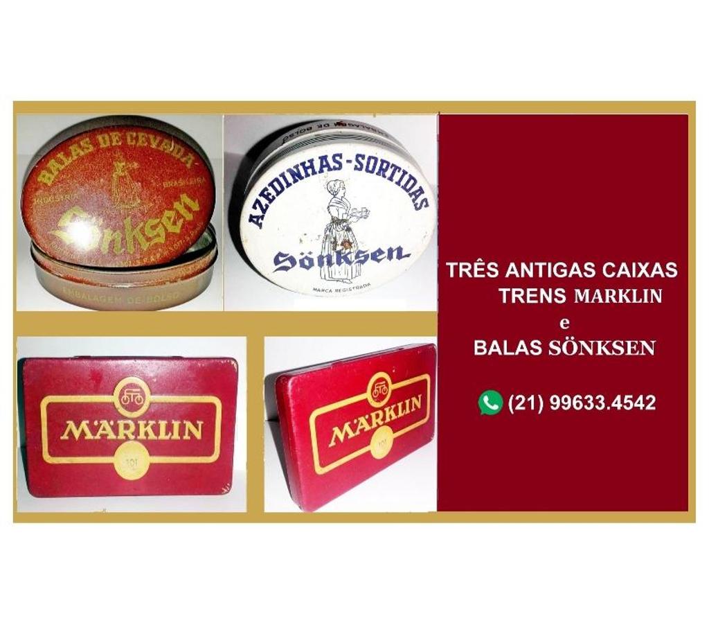 Colecionadores Niteroi RJ - Fotos para 3 Caixas antigas:Trem Marklin e Balas Solksen.