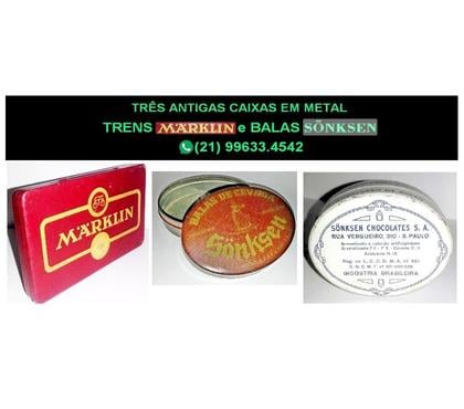 Colecionadores - Fotos para 3 Caixas antigas:Trem Marklin e Balas Solksen.