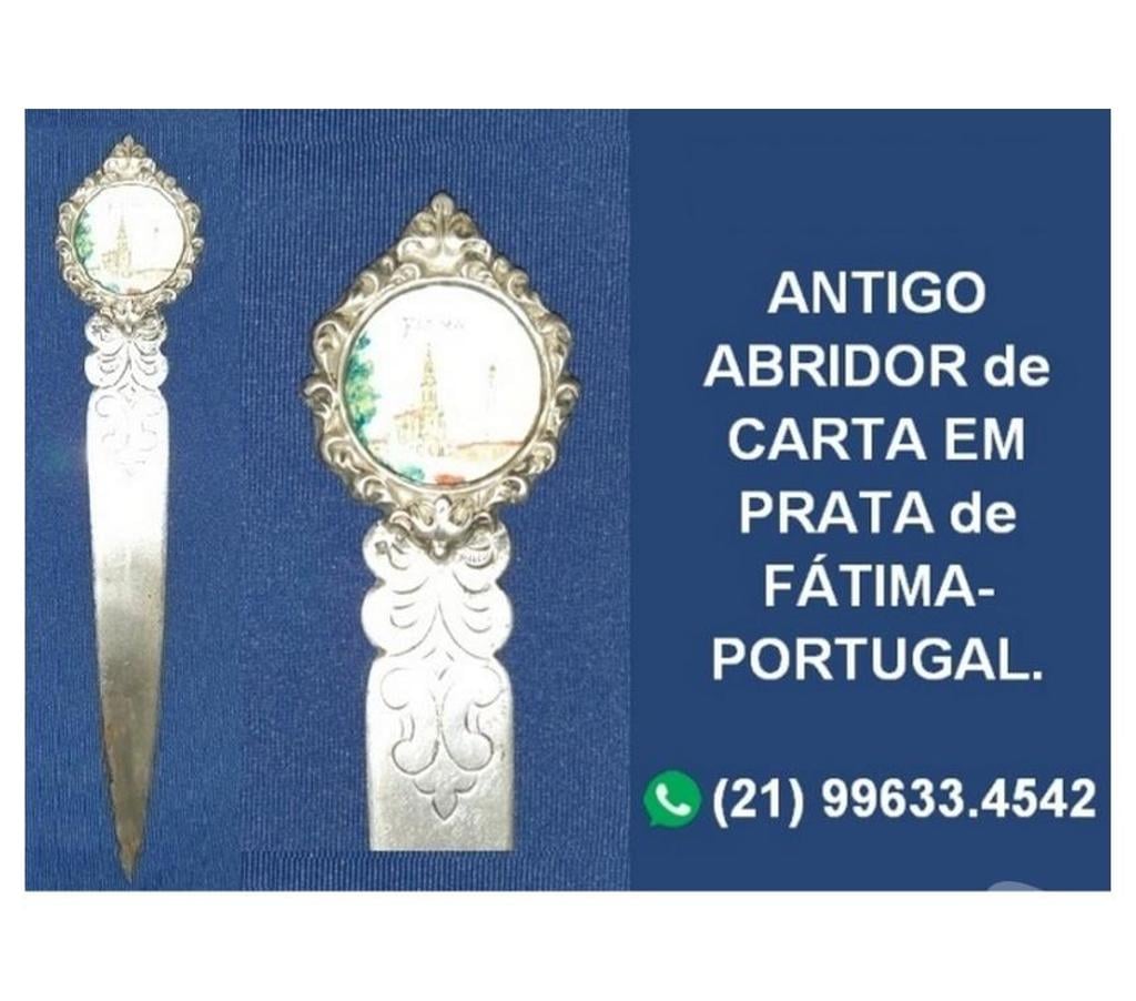 Colecionadores Niteroi RJ - Fotos para ANTIGO ABRIDOR de CARTA EM PRATA de FÁTIMA - PORTUGAL