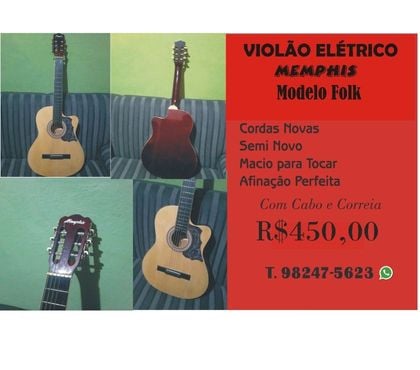 Instrumentos musicais usados Cascadura Rio de Janeiro RJ - Fotos para Violão Elétrico Folk Memphis , Estado de Novo
