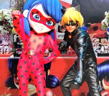 Serviços para eventos Sao Paulo SP Itaquera - Fotos para Cat Noir e Lady Bug personagens vivos para festa