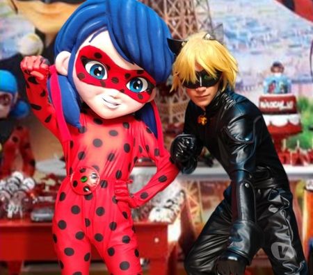Serviços para eventos Sao Paulo SP Itaquera - Fotos para Cat Noir e Lady Bug personagens vivos para festa