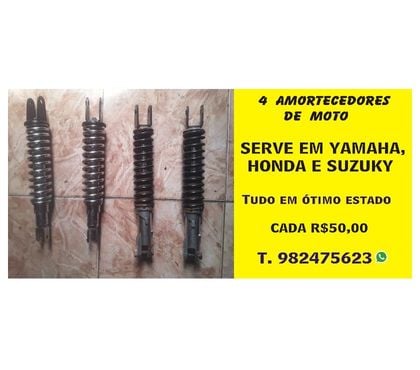 Peças reposição motos Cascadura Rio de Janeiro RJ - Fotos para 4 Amortecedores para Moto