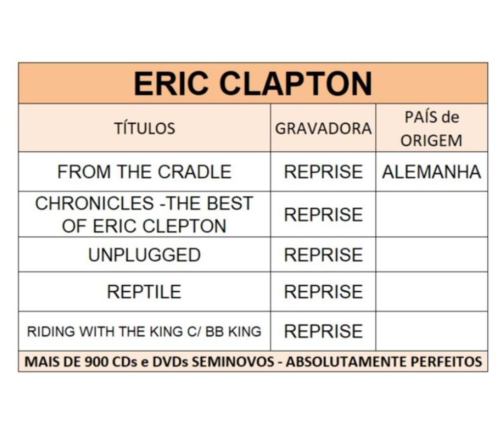 DVDs a Venda Niteroi RJ - Fotos para Cds Eric Clapton - SEMINOVOS