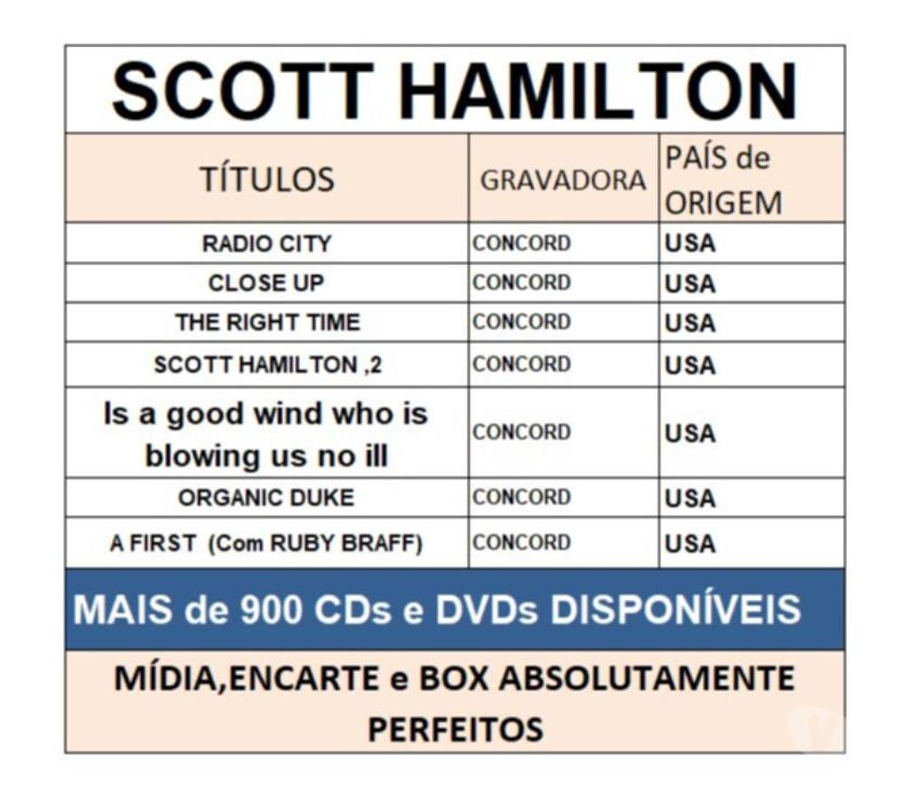DVDs a Venda Niteroi RJ - Fotos para CDs SCOTT HAMILTON - SAXOFONISTA de JAZZ