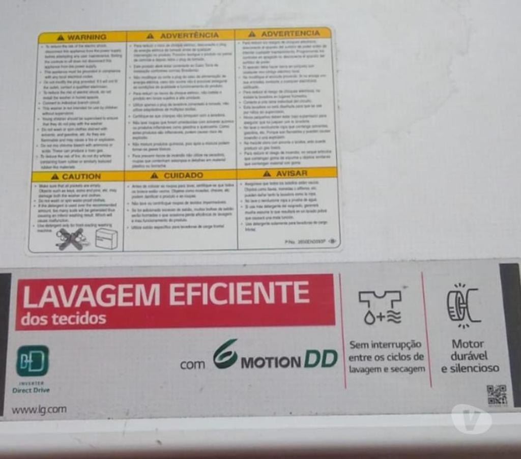 Eletrodomésticos usados Florianopolis SC Centro Florianopolis - images_alt_text Máquina Lava e Seca LG Prime Touch Branco - 8.5k5kg - 220V