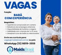 Vagas De Emprego Para Babás Com Experiência em Santos SP