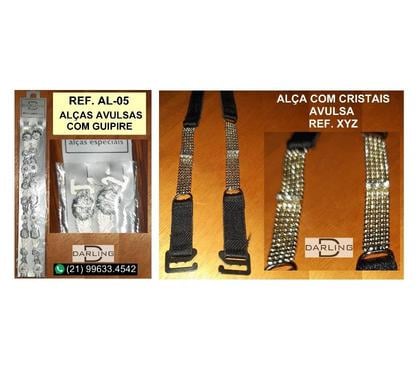 Roupas e Acessórios - Fotos para Kit dois pares de alças: Xyz - alças com 3 cristais