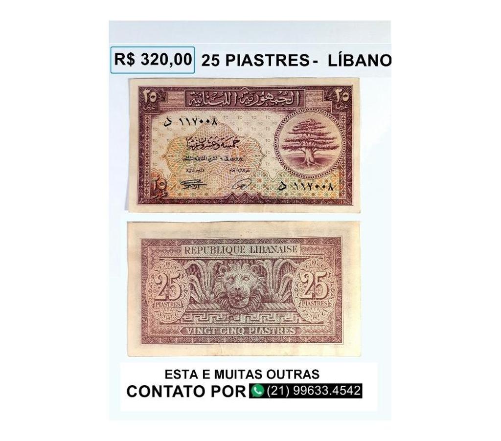 Colecionadores Niteroi RJ - Fotos para Cédula 25 Piastre - Republique Líbanaise