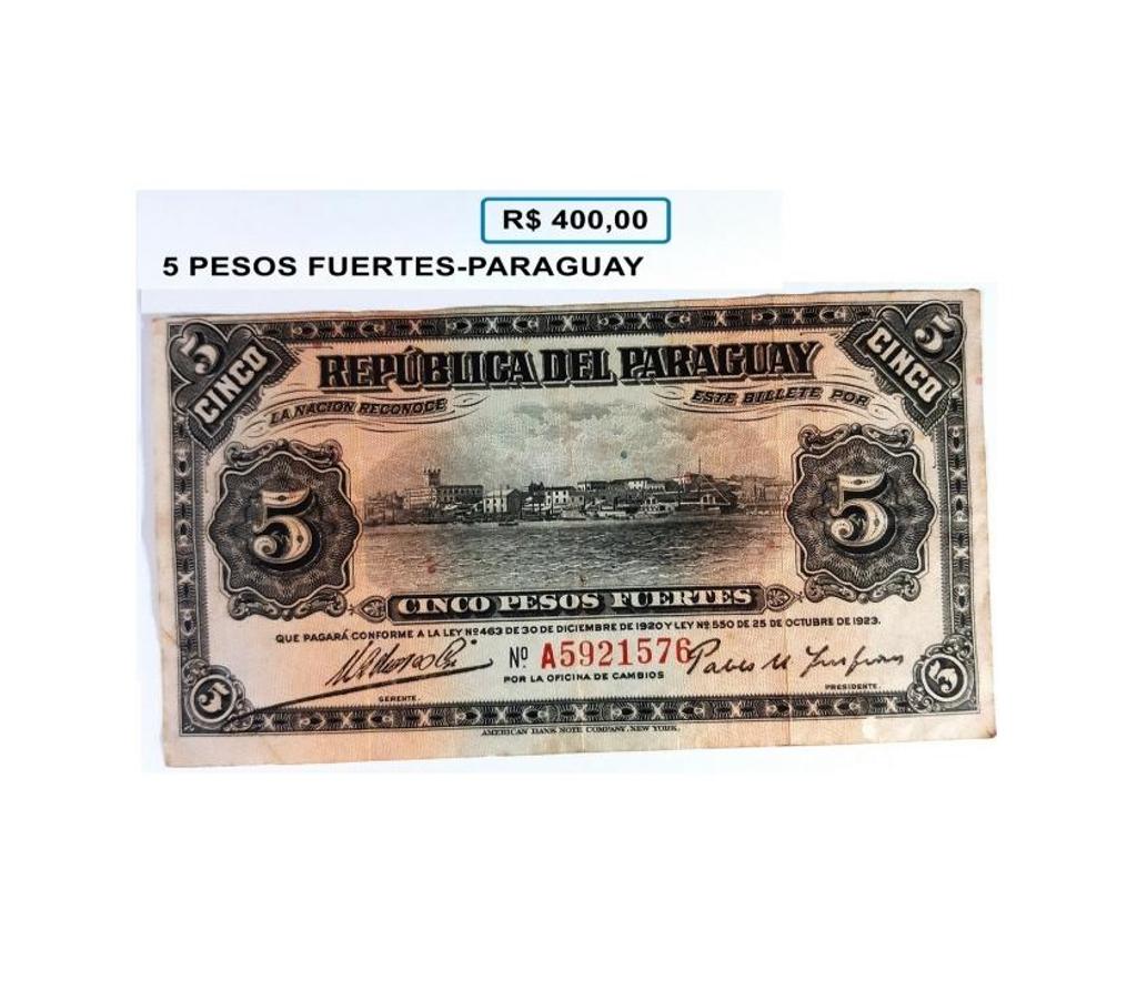 Colecionadores Niteroi RJ - Fotos para cédula Cinco pesos fuertes - Paraguay