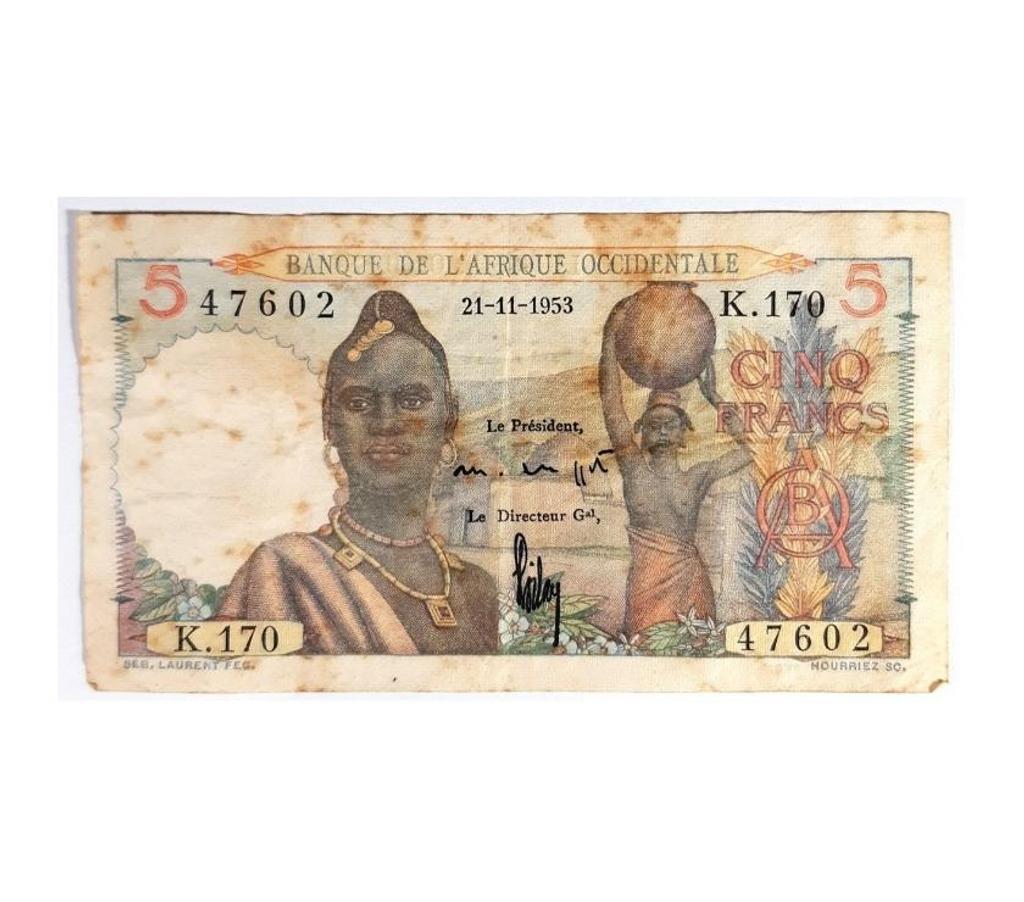 Colecionadores Niteroi RJ - Fotos para Cédula Cinq francs- República da África Ocidental