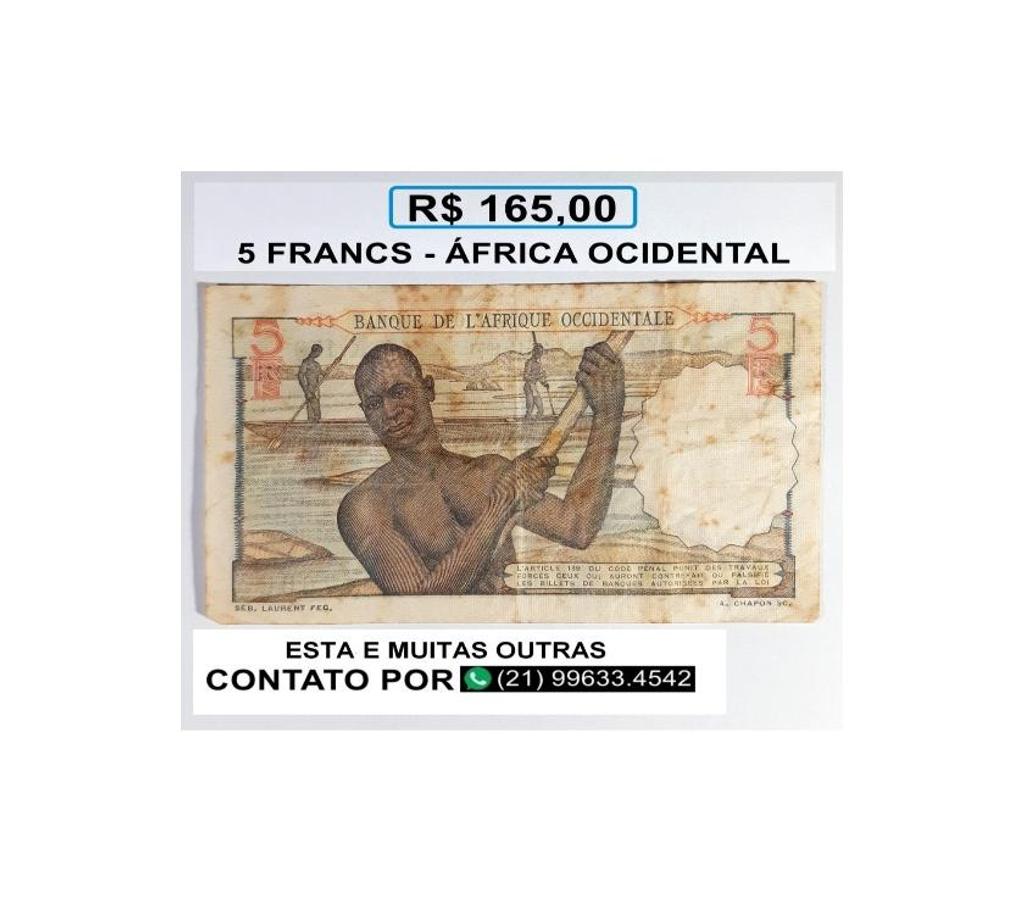 Colecionadores Niteroi RJ - Fotos para Cédula Cinq francs- República da África Ocidental