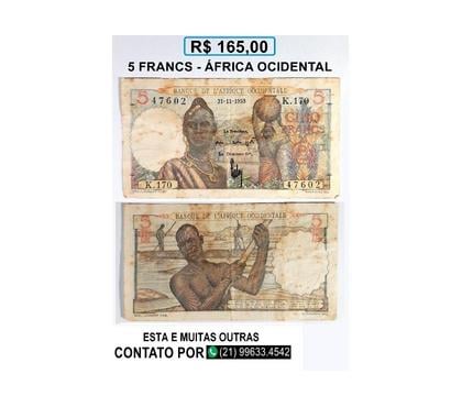 Artigos colecionadores - Fotos para Cédula Cinq francs- República da África Ocidental
