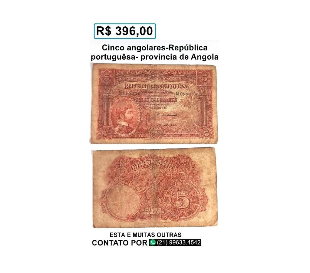 Colecionadores Niteroi RJ - Fotos para Cédula Cinco angolares-Rep.portuguêsa-província de Angola