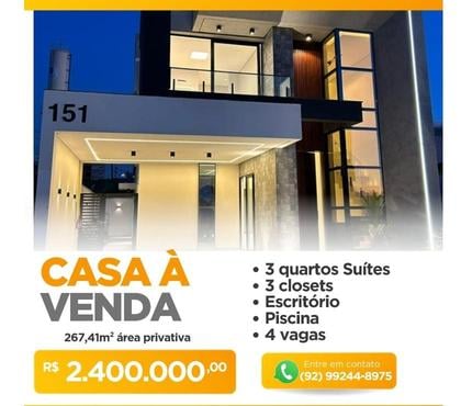Apartamentos - Casas venda - Fotos para Casa em condomínio 3 quartos suítes no Aleixo Confira