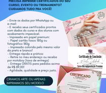 CERTIFICADOS PERSONALIZADOS COM QUALIDADE PROFISSIONAL!