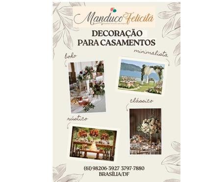 Serviços para Eventos Aguas Claras Brasilia DF - Fotos para Decoração para casamentos em Brasília - Manduco Felicitá