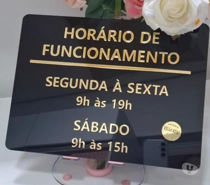 Diversos - Fotos para Placa de Horário de Funcionamento em Acrílico Espelhado.