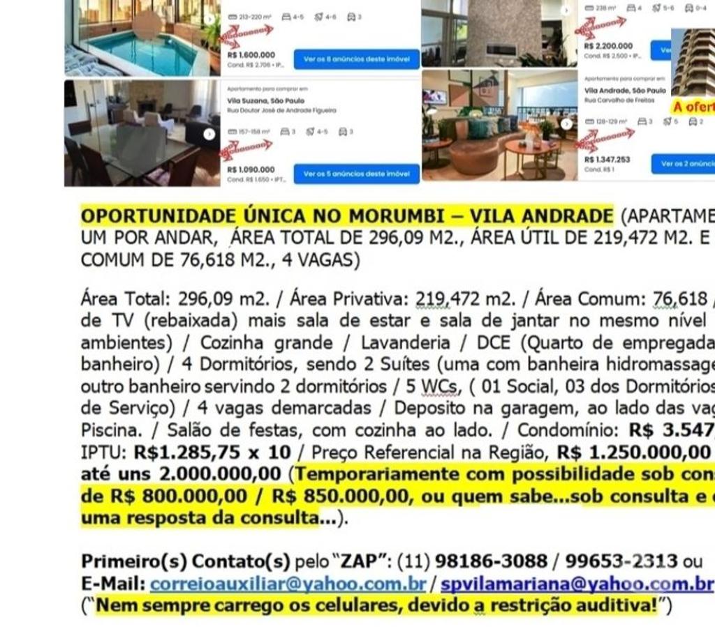 Apartamentos a venda Sao Paulo SP Morumbi - Fotos para APARTAMENTO UM POR ANDAR NO MORUMBI,NA VILA ANDRADE!