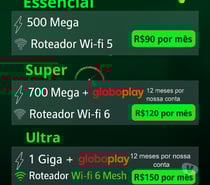 Planos de internet fibra – 500 mega, 700 mega e 1 giga