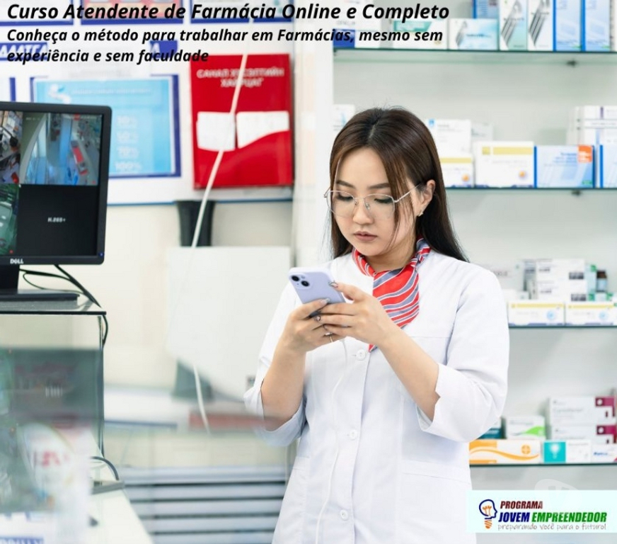 Capacitação profissional Triunfo Sul RS - Fotos para Curso Atendente de Farmácia em vídeo aulas. Zero Avançado