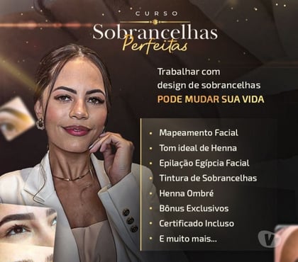 Capacitação profissional - Fotos para Curso Sobrancelhas Perfeitas em video aulas e certificado