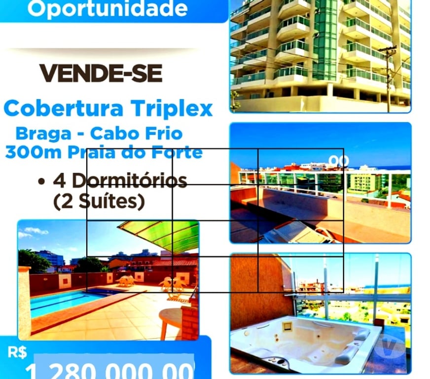 Apartamentos a venda Cabo Frio RJ - Fotos para Cobertura Triplex 4 Quartos 2 Suítes Master Closet