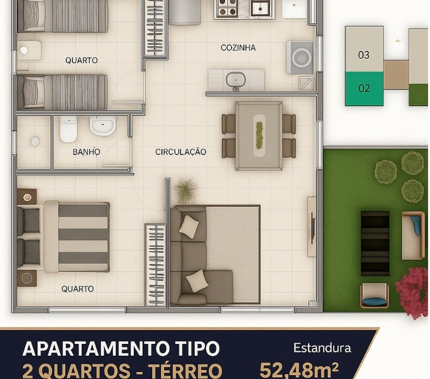 Apartamentos a venda Rio de Janeiro RJ Vargem Grande, Rio de Janeiro - Fotos para Apartamento Garden 2 Quartos • 60m² • Portaria 24h