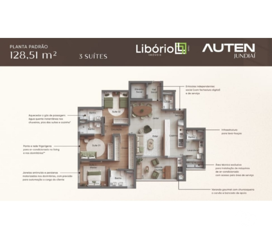 Empreendimentos imóveis Jundiai SP - Fotos para Auten Jundiaí- apartamentos alto padrão de 128m² a 264m²