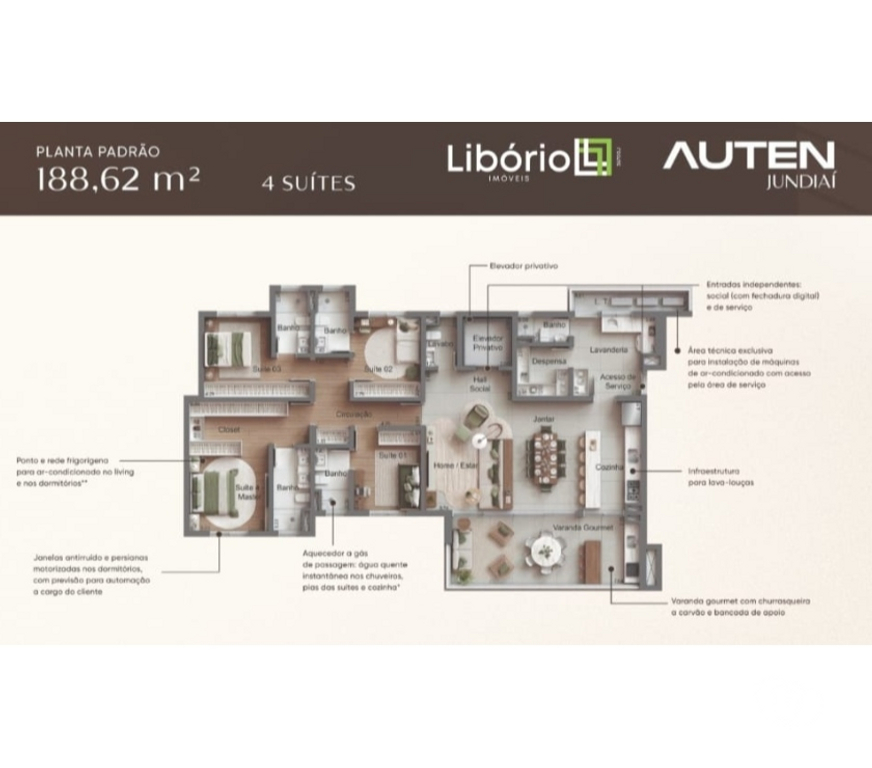 Empreendimentos imóveis Jundiai SP - Fotos para Auten Jundiaí- apartamentos alto padrão de 128m² a 264m²