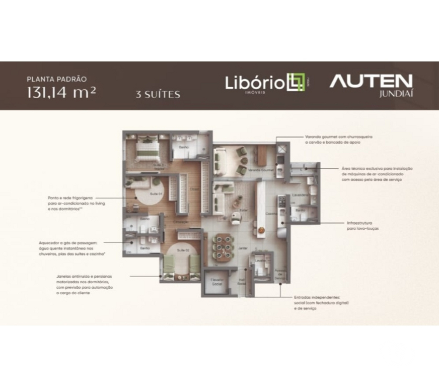 Empreendimentos imóveis Jundiai SP - Fotos para Auten Jundiaí- apartamentos alto padrão de 128m² a 264m²