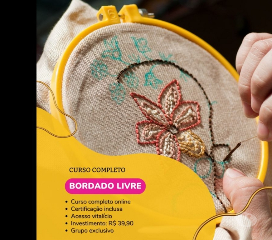 Capacitação profissional Itajai SC - Fotos para Curso Online de Bordado Livre do absoluto 0 e Certificado