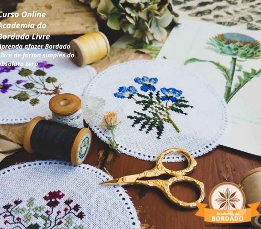 Capacitação profissional Itajai SC - Fotos para Curso Online de Bordado Livre do absoluto 0 e Certificado