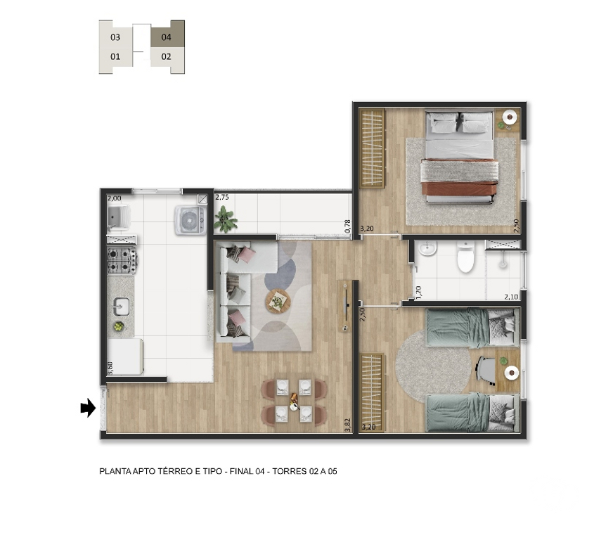 Empreendimentos imóveis Indaiatuba SP - Fotos para Indaiatuba - Apartamento 2 Dormitorios com Sacada