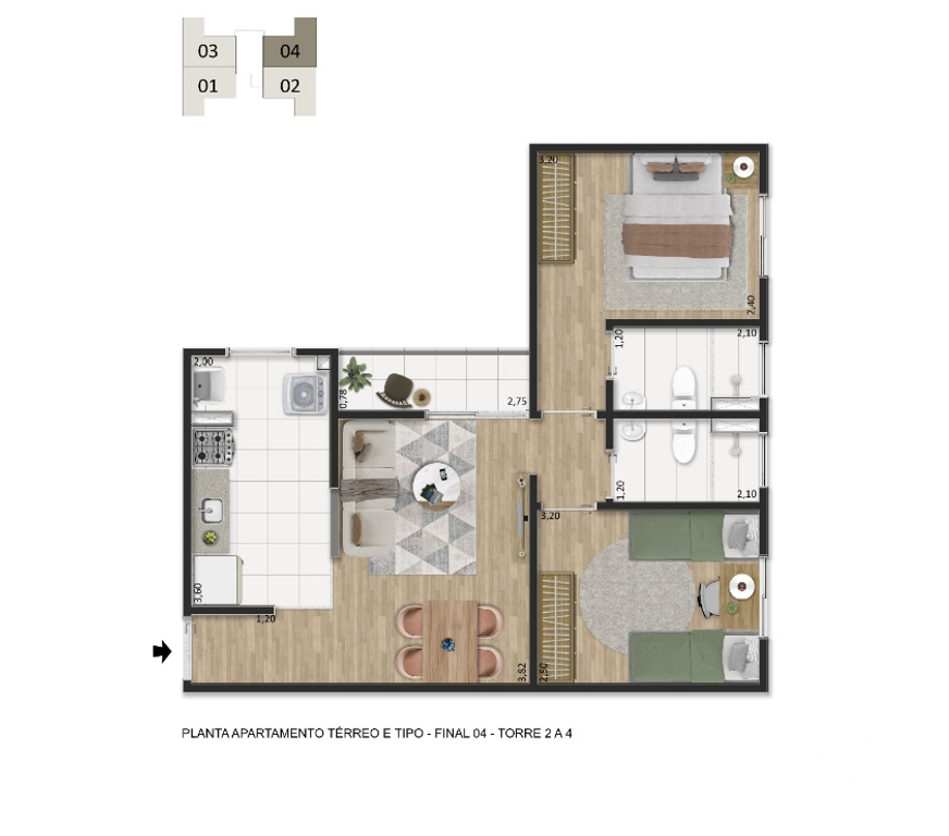 Empreendimentos imóveis Indaiatuba SP - Fotos para Indaiatuba - Apatamento 2 Dormitorios Sendo 1 Suíte