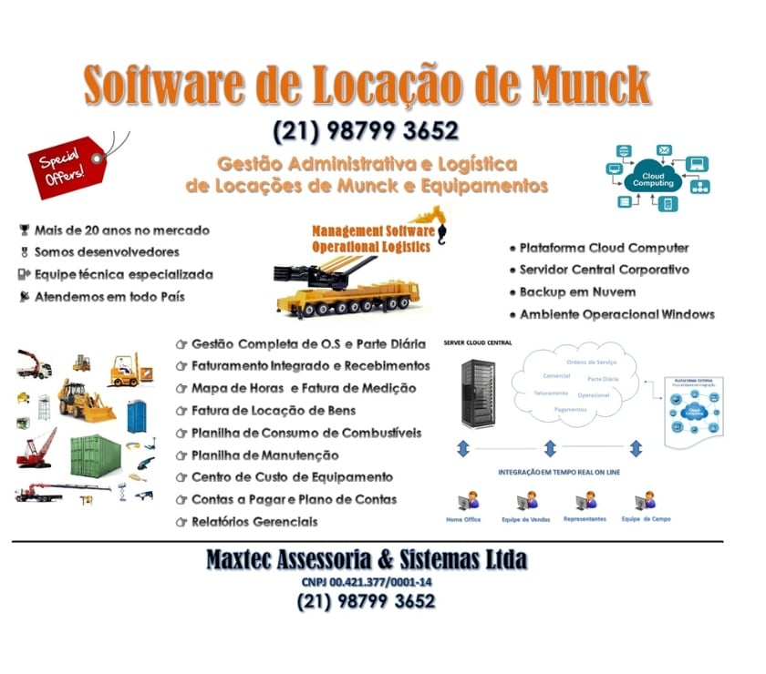 Serviços de Informática Ilha do Governador Rio de Janeiro RJ - Fotos para Software de Gestão de Locação de Munck