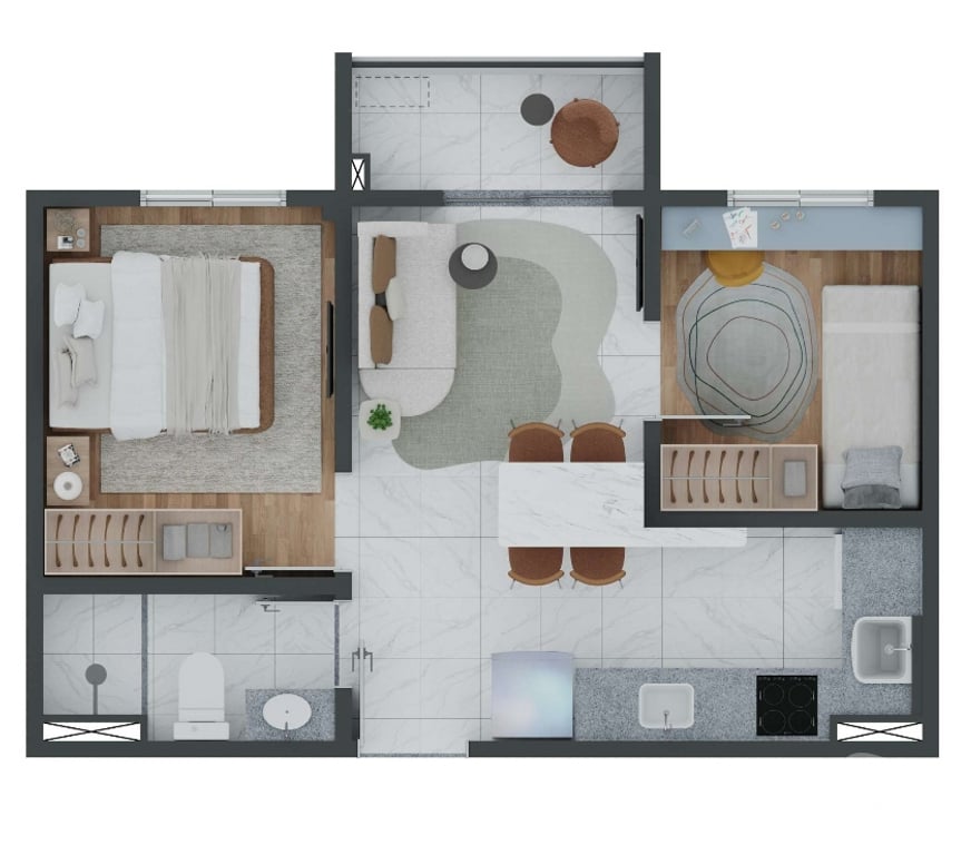 Empreendimentos imóveis Sao Paulo SP Outros Bairros Sao Paulo SP - Fotos para Lancamento 2 Dormitorios com Varanda - Prox Metro Santa Mari
