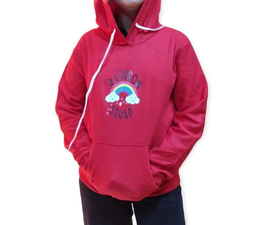 Ropa - Accesorios Santiago Ñuñoa - Fotos de Polerón Rojo Arcoiris Canguro Con Gorro
