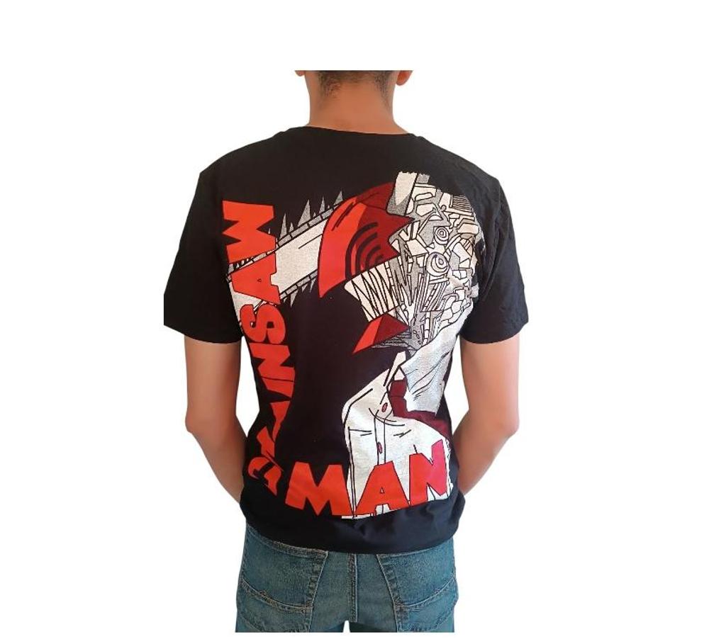 Ropa - Accesorios Santiago Ñuñoa - Fotos de Polera Negra Anime Chainsawman Denji Pochita Motosierra