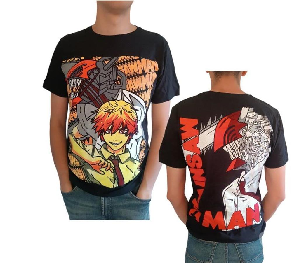 Ropa - Accesorios Santiago Ñuñoa - Fotos de Polera Negra Anime Chainsawman Denji Pochita Motosierra
