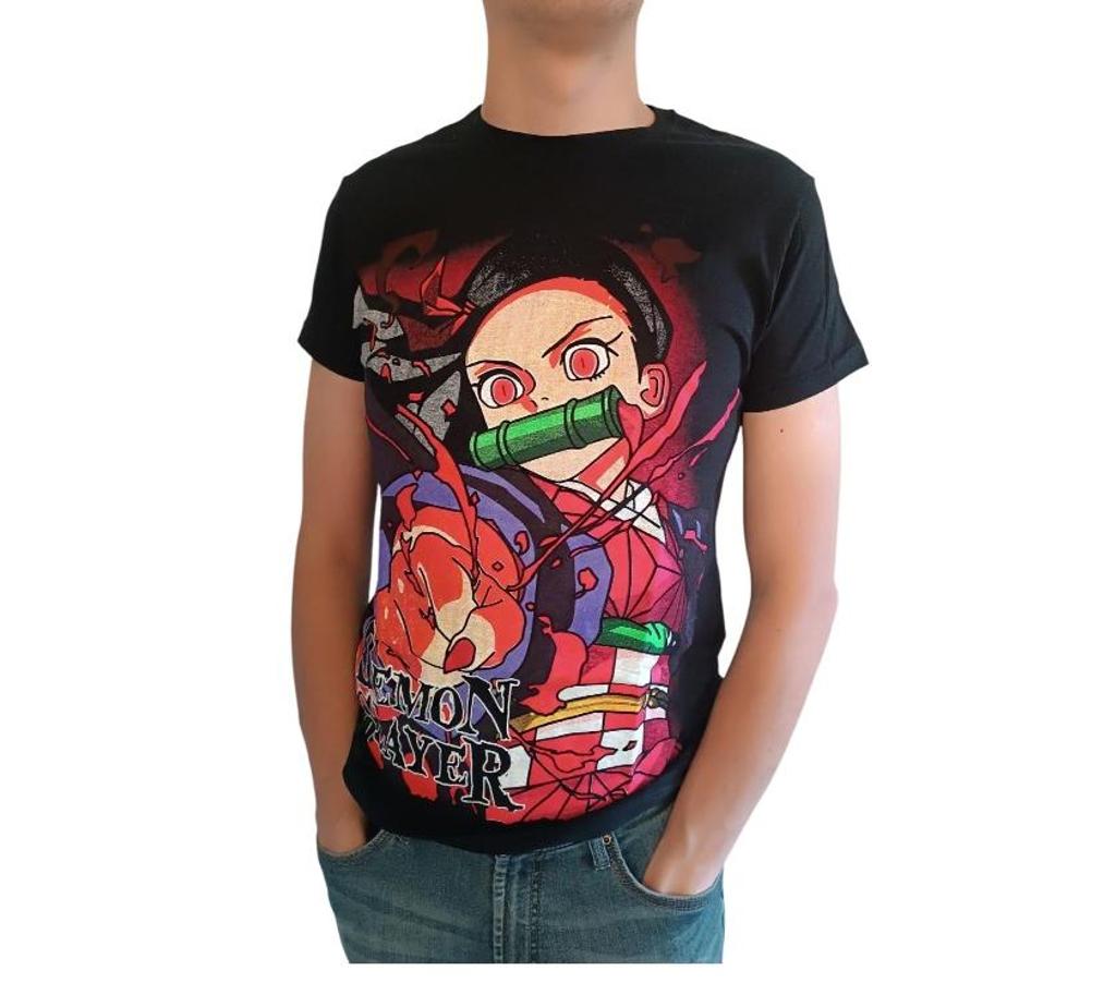 Ropa - Accesorios Santiago Ñuñoa - Fotos de Polera Negra Anime Nezuko Kimetsu No Yaiba Demonslayer