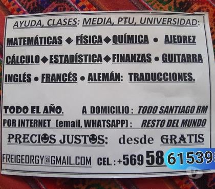 Clases Particulares de Apoyo Lo Prado Santiago - Fotos de todo país De 8o Básico- PAES: mate, física, química etc.