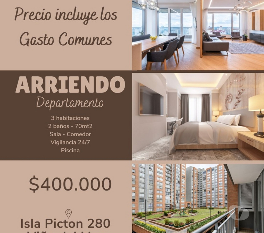 Arriendos Valparaíso Viña del Mar - Fotos de Arriendo depto 3d-2b-70mt2 Viña del Mar $400.000
