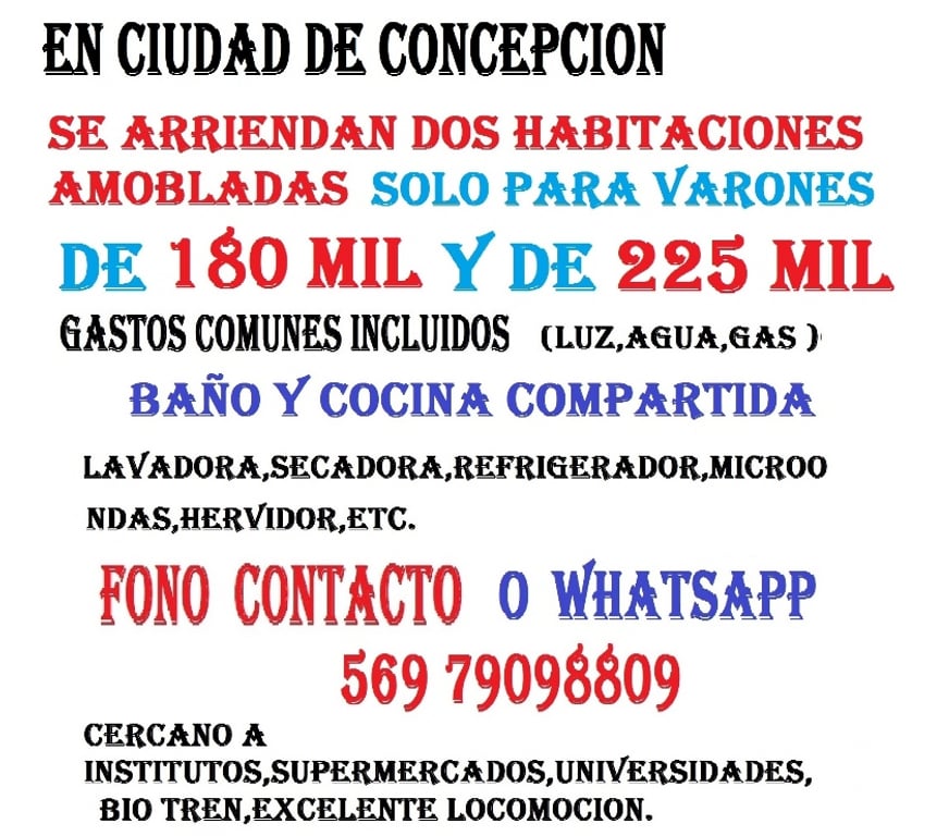 Arriendo de piezas Concepción Concepción - Fotos de amplia habitacion EN CONCEPCION SOLO PARA VARON